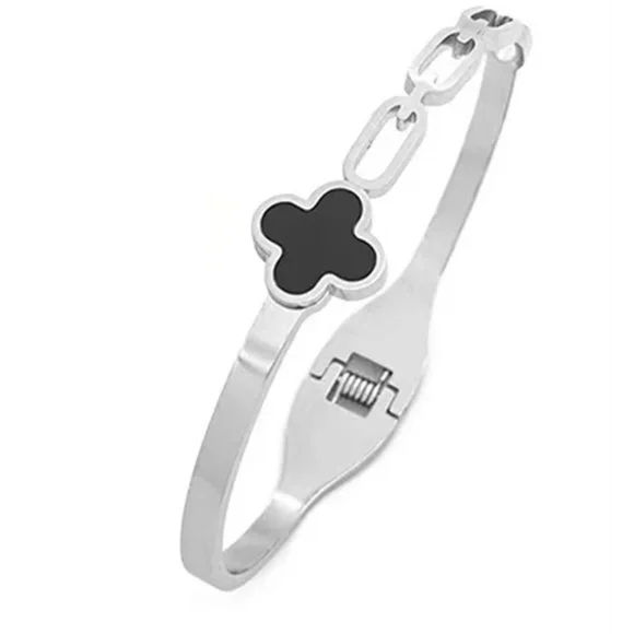 Stainless Steal Flower Cuff Bangle - Picture 5 of 6